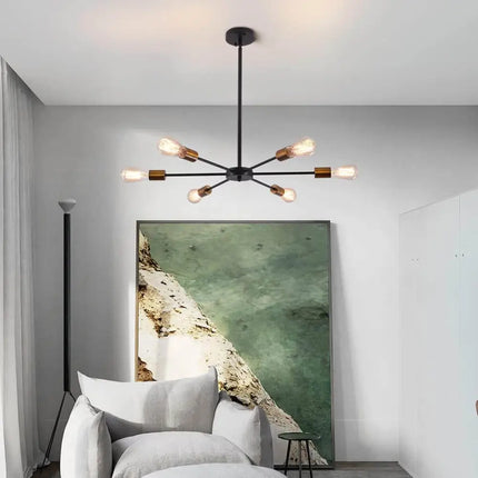 Modern Sputnik Chandelier Black Gold E27 Bulbs - Home & Garden > Lighting