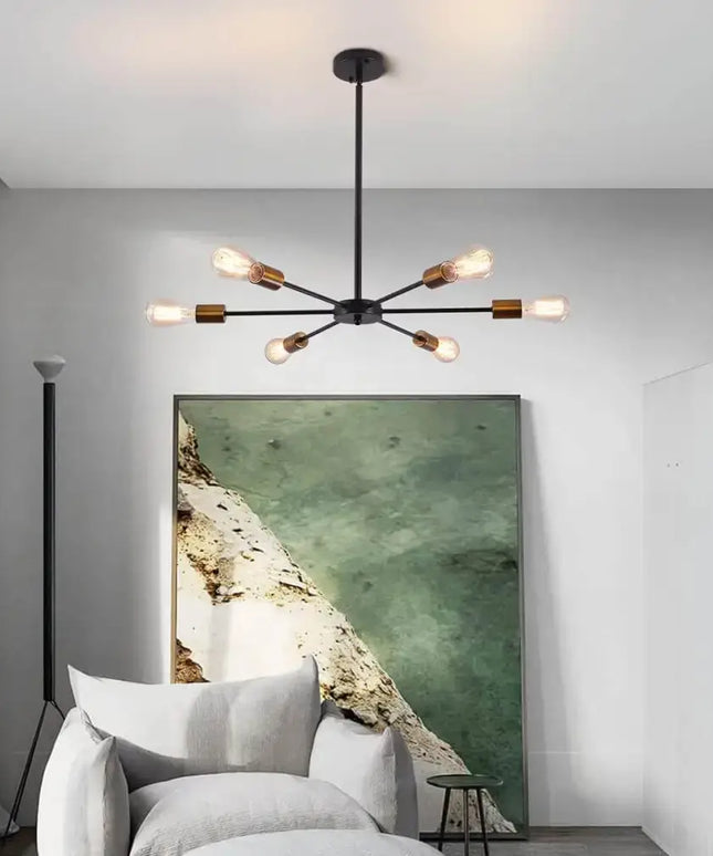 Modern Sputnik Chandelier Black Gold E27 Bulbs - Home & Garden > Lighting