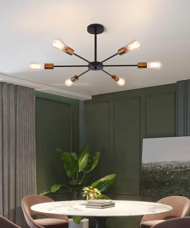 Modern Sputnik Chandelier Black Gold E27 Bulbs - Home & Garden > Lighting