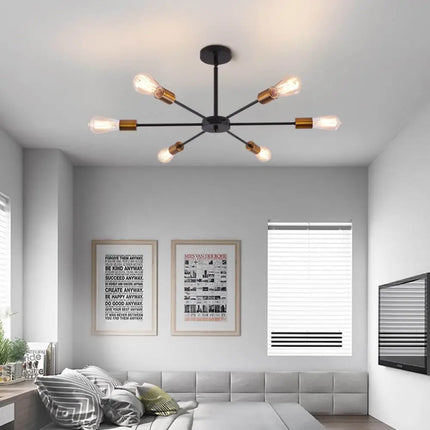 Modern Sputnik Chandelier Black Gold E27 Bulbs - Home & Garden > Lighting