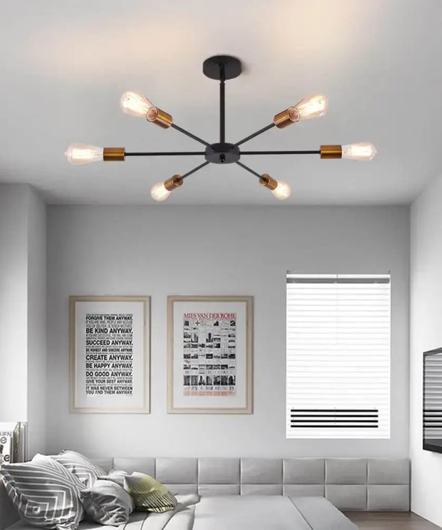 Modern Sputnik Chandelier Black Gold E27 Bulbs - Home & Garden > Lighting