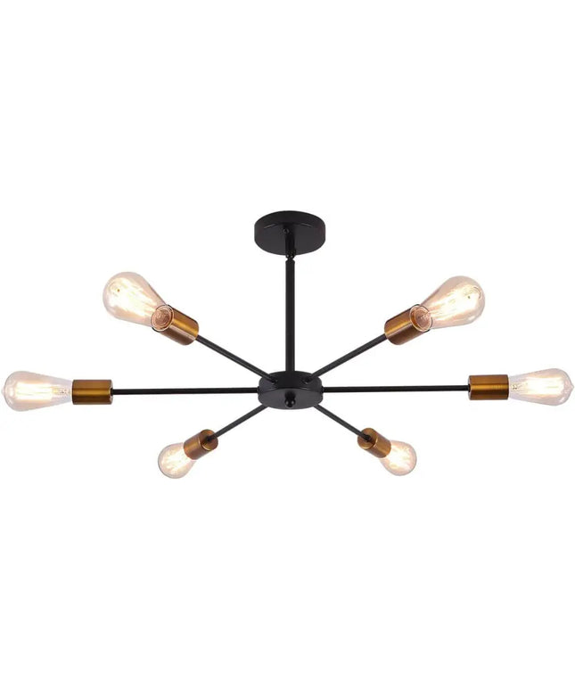 Modern Sputnik Chandelier Black Gold E27 Bulbs - Home & Garden > Lighting