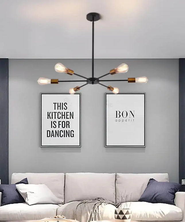 Modern Sputnik Chandelier Black Gold E27 Bulbs - Home & Garden > Lighting