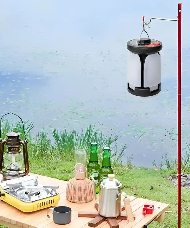Solar LED Camping Lantern Rechargeable Power Bank Foldable Light Modes
