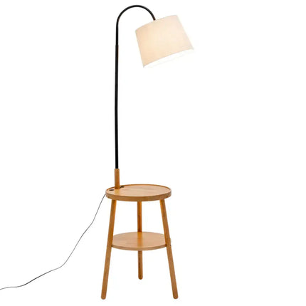 Naples Tripod Floor Lamp Shelf Storage Drawer Bed Side Table Light w/ USB Charger - Home & Garden > Lighting