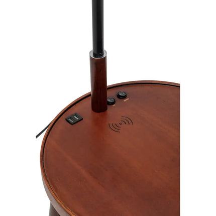 Naples Tripod Floor Lamp Shelf Storage Drawer Bed Side Table Light w/ USB Charger - Home & Garden > Lighting