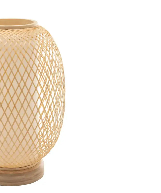 Natural Woven Bamboo Oval Table Lamp Light Shade Boho Tropical Coastal - Home & Garden > Lighting