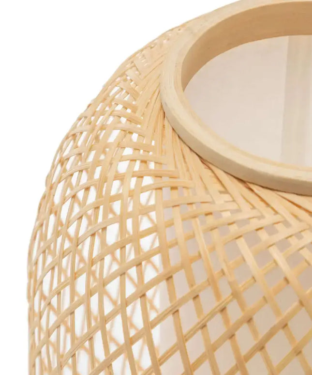 Natural Woven Bamboo Oval Table Lamp Light Shade Boho Tropical Coastal - Home & Garden > Lighting