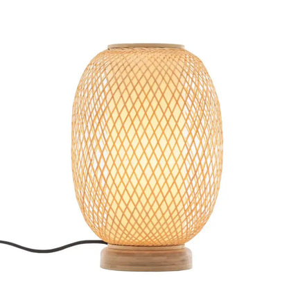 Natural Woven Bamboo Oval Table Lamp Light Shade Boho Tropical Coastal - Home & Garden > Lighting
