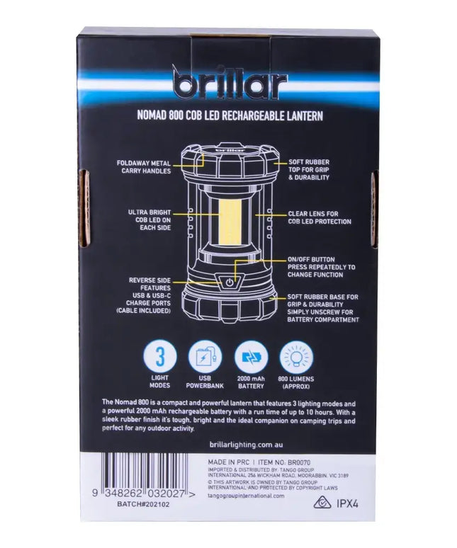 Nomad 800 COB LED Rechargeable Lantern-Camping Lights & Lanterns-Brillar
