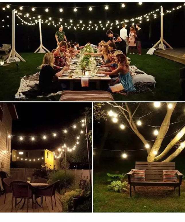 NOVEDEN 100 Light Bulb Solar String Light (Warm Light) - Occasions > Christmas > Outdoor Decorations & Lights
