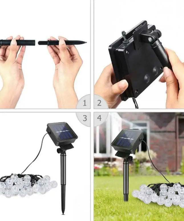 NOVEDEN 100 Light Bulb Solar String Light (Warm Light) - Occasions > Christmas > Outdoor Decorations & Lights
