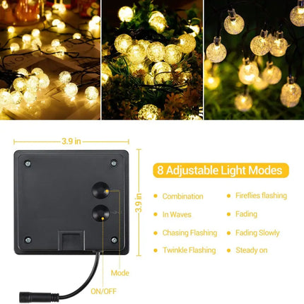 NOVEDEN 200 Light Bulb Solar String Light (Warm Light) - Occasions > Christmas > Outdoor Decorations & Lights