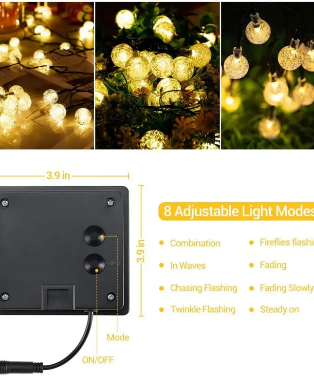 NOVEDEN 200 Light Bulb Solar String Light (Warm Light) - Occasions > Christmas > Outdoor Decorations & Lights