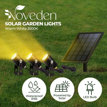 NOVEDEN Solar Garden Lights with 3 Set LED Spotlights (Warm White) - Home & Garden > Garden Lights > In-Ground Lights