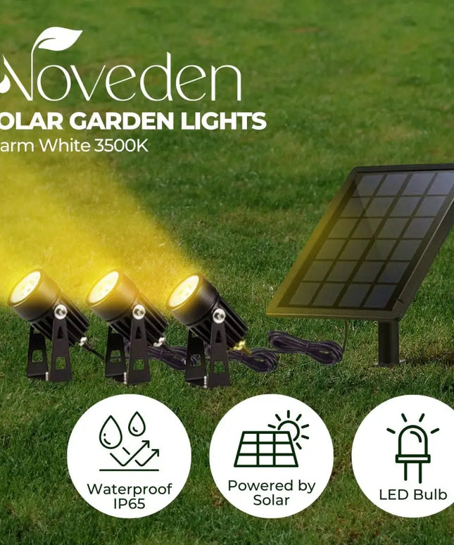 NOVEDEN Solar Garden Lights with 3 Set LED Spotlights (Warm White) - Home & Garden > Garden Lights > In-Ground Lights