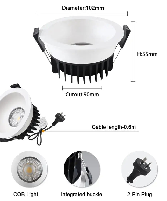 13W Tri-Colour Dimmable LED Downlight | 90mm Cut Out | Nullarbor