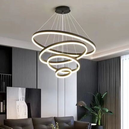 Obliq Black 4 Rings LED Pendant Light Adjustable - Home & Garden > Lighting > Ceiling Lights