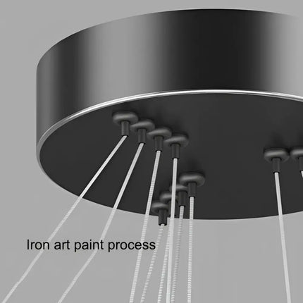 Black iron art chandelier from the Obliq Brass 4 Rings LED Pendant Light Adjustable collection