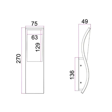 OLA Exterior LED Wavy Rectangular Wall Light Dark Grey 7W 3000K IP65 - OLA01-Exterior Wall Lights-CLA Lighting