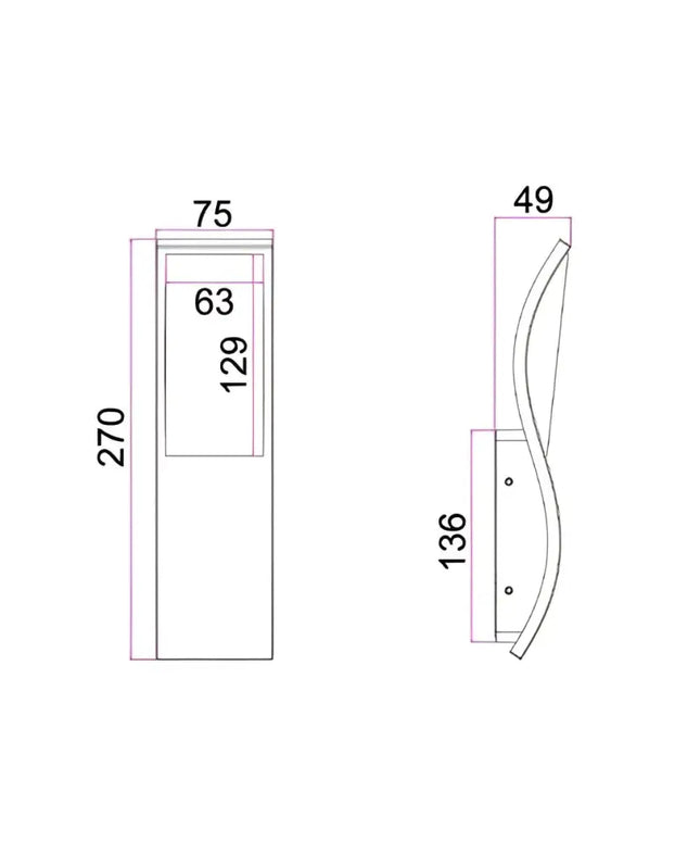 OLA Exterior LED Wavy Rectangular Wall Light White 7W 3000K IP65 - OLA02-Exterior Wall Lights-CLA Lighting