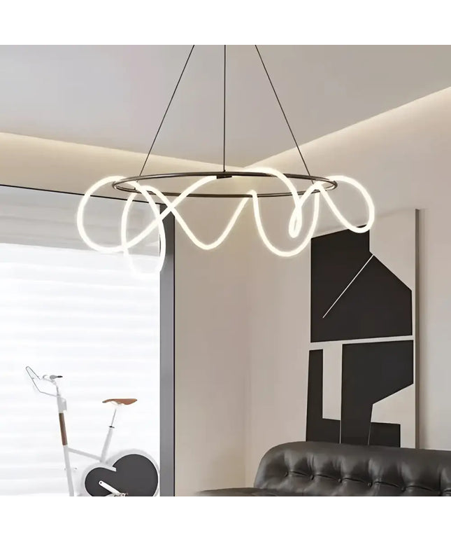 ORBIS BLACK 90W Circular LED Squiggle Pendant