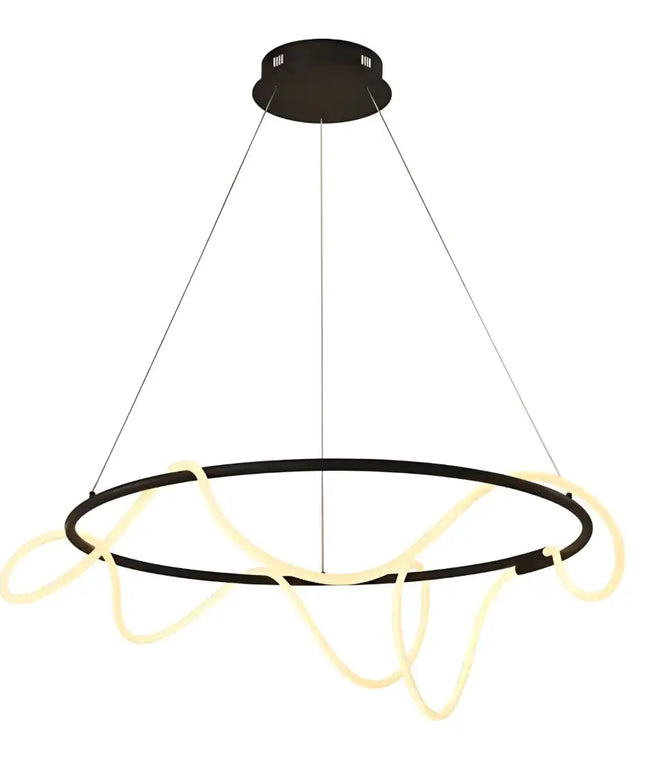 ORBIS BLACK 90W Circular LED Squiggle Pendant