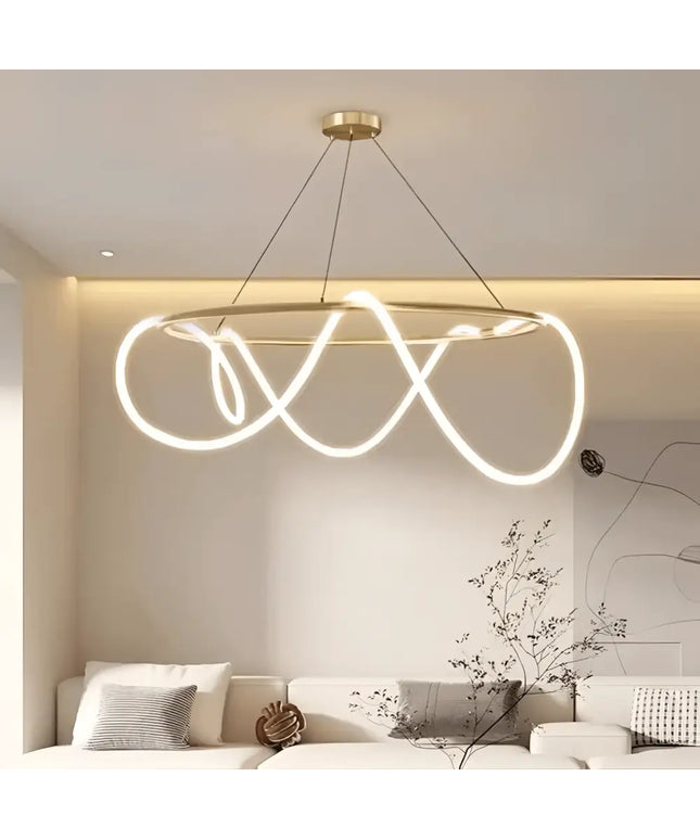 ORBIS SATIN BRASS 90W Circular LED Squiggle Pendant