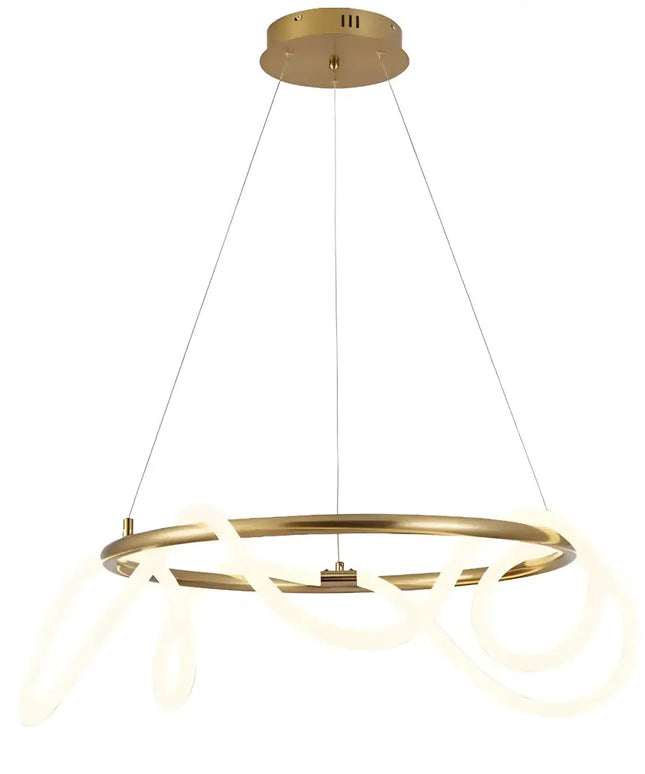 ORBIS SATIN BRASS 90W Circular LED Squiggle Pendant