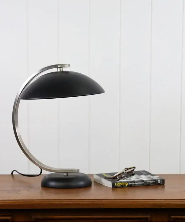 Oriel DECO - Black Brushed Chrome Table Lamp - Home & Garden > Lighting > Table Lamps
