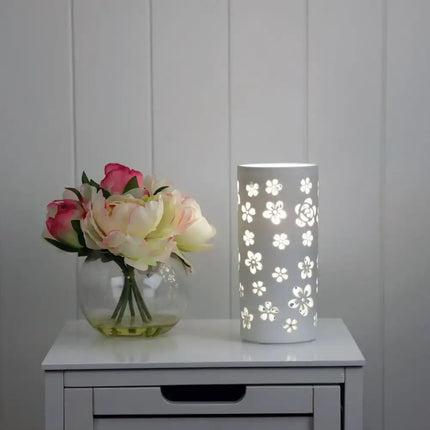 Oriel DIANNA - 25W Ceramic Lamp with Floral or Astral Pattern - Home & Garden > Lighting > Table Lamps - Oriel Lighting