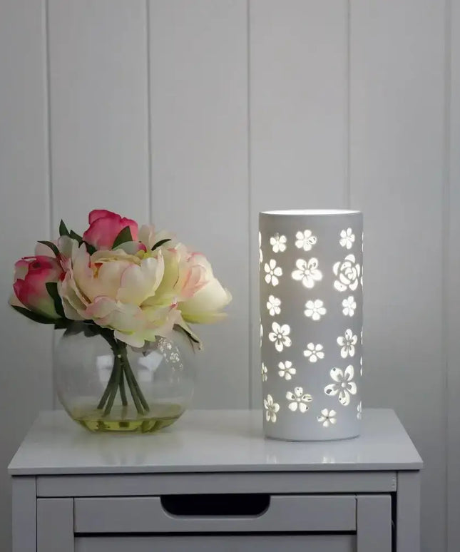 Oriel DIANNA - 25W Ceramic Lamp with Floral or Astral Pattern - Home & Garden > Lighting > Table Lamps - Oriel Lighting