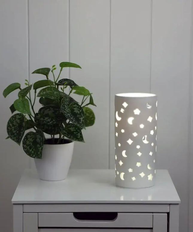 Oriel DIANNA - 25W Ceramic Lamp with Floral or Astral Pattern - Home & Garden > Lighting > Table Lamps - Oriel Lighting