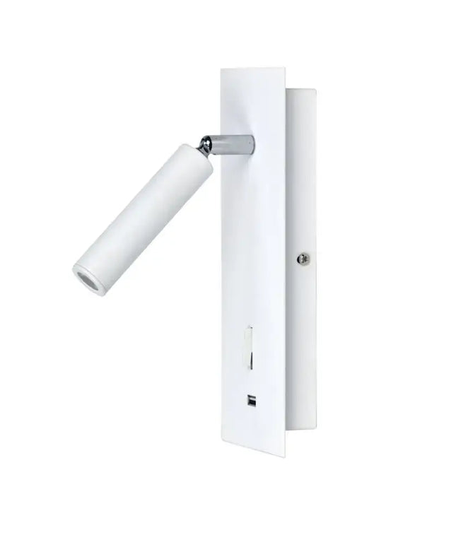 Oriel HOTEL - 3W LED Interior Bedside Focus Wall Light Spot With USB Charging IP20 - 4000K-WALL LIGHTS-Oriel Lighting