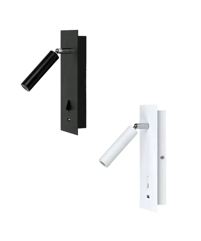 Oriel HOTEL - 3W LED Interior Bedside Focus Wall Light Spot With USB Charging IP20 - 4000K-WALL LIGHTS-Oriel Lighting