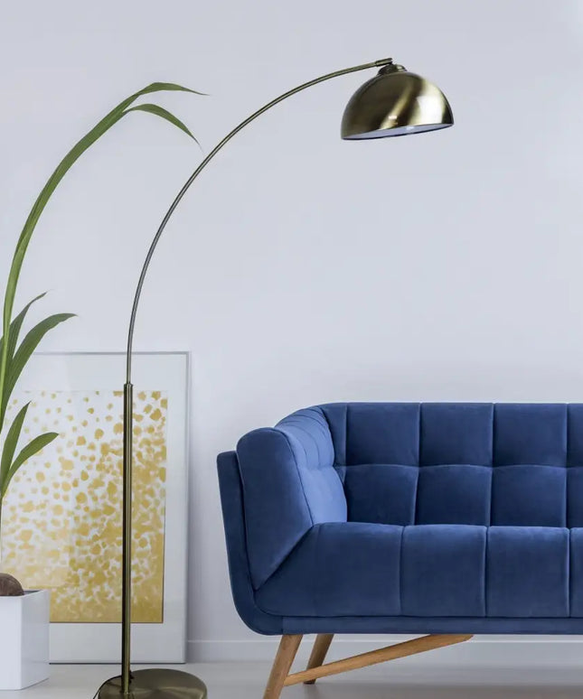 Oriel Lighting Dome 1 Light Arc Floor Lamp – Antique Brass - Floor Lamps