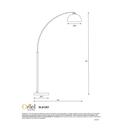 Oriel Lighting Dome 1 Light Arc Floor Lamp – Antique Brass - Floor Lamps