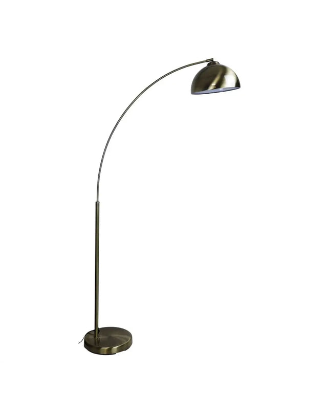 Dome 1 Light Floor Lamp Arc Antique Brass - SL91201AB-Floor Lamps-Oriel Lighting