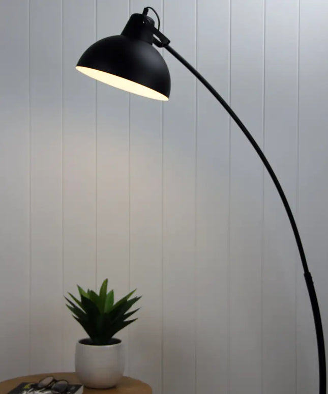 Lago 1 Light Floor Lamp Matt Black - OL93953BK-Floor Lamps-Oriel Lighting