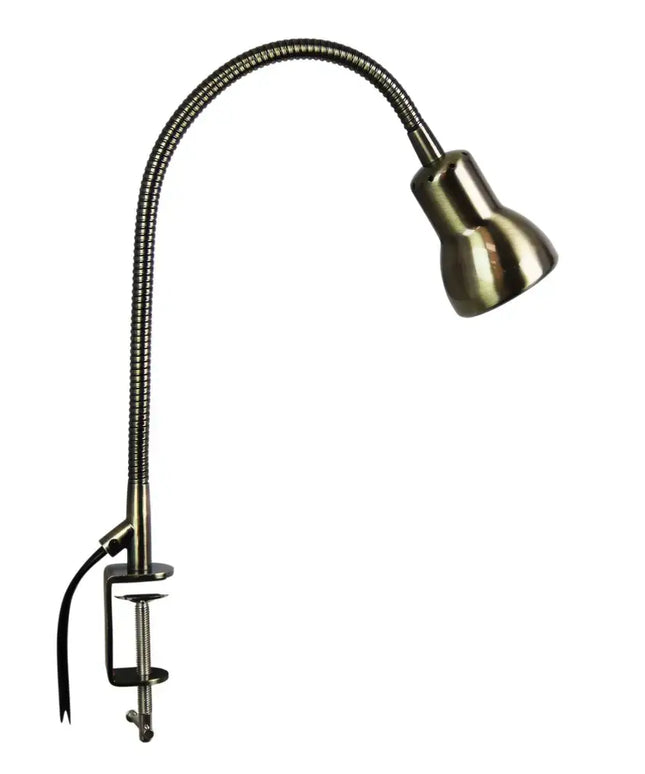 Oriel Scope - Adjustable Gooseneck Desk Clamp Lamp - Antique Brass - Home & Garden > Lighting > Table Lamps