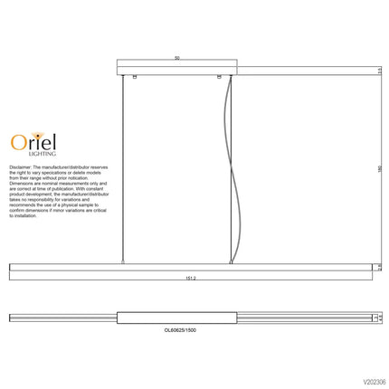 Oriel Shard CCT - 1500mm Black Slimline LED Pendant - Home & Garden > Lighting > Ceiling Lights