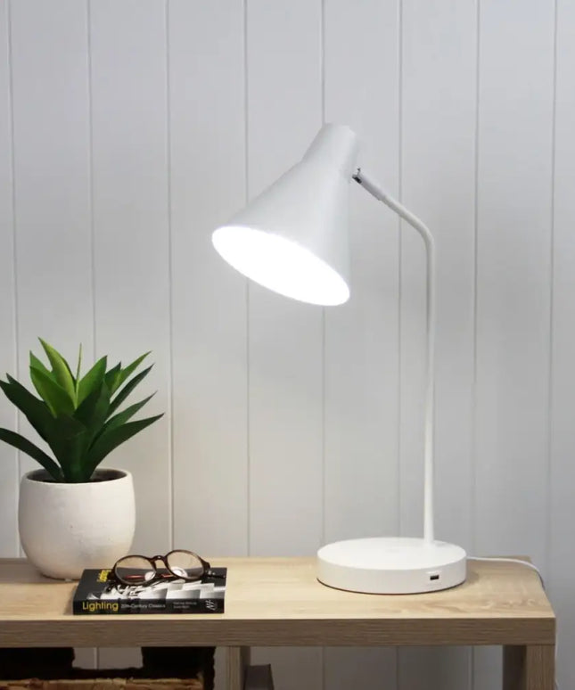 Oriel Targa Desk Lamp - USB & Wireless Charging, Adjustable Shade - Home & Garden > Lighting > Table Lamps - Oriel Lighting