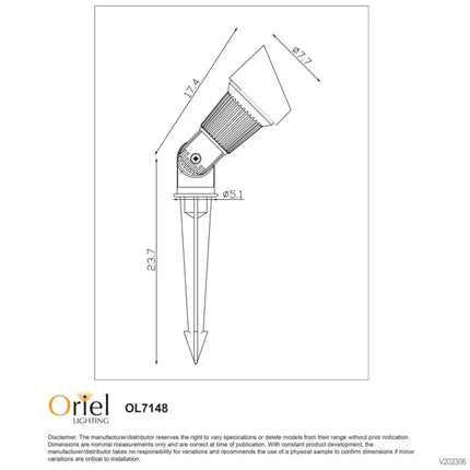 Oriel Thax 12V Garden Spike Light | Outdoor Hooded Spot Light IP54 - Home & Garden > Lighting > Outdoor Lights - Oriel Lighting