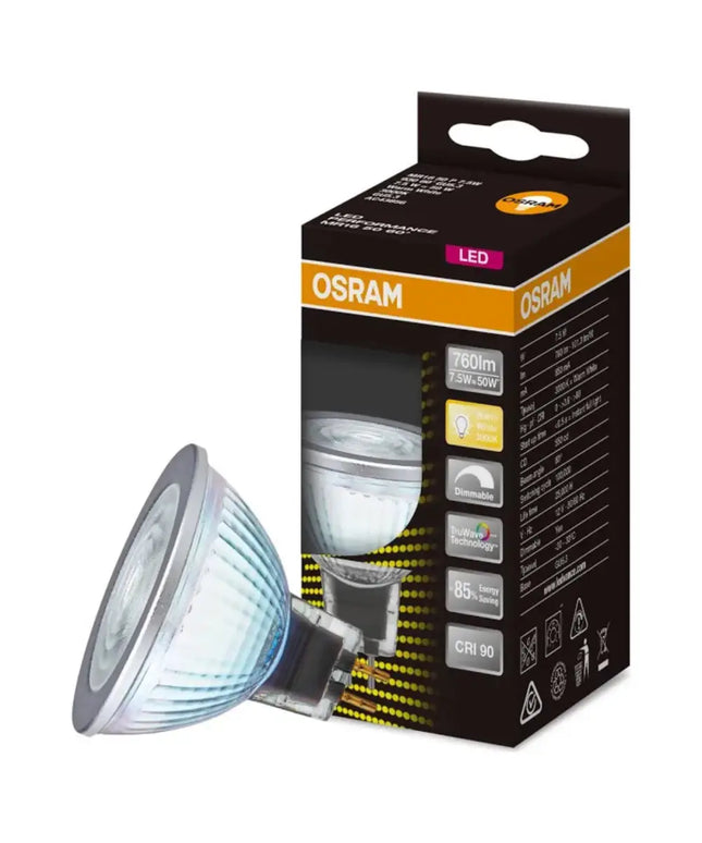 Osram MR16 LED 12V 7.5W 3000K Warm White Dimmable Globe