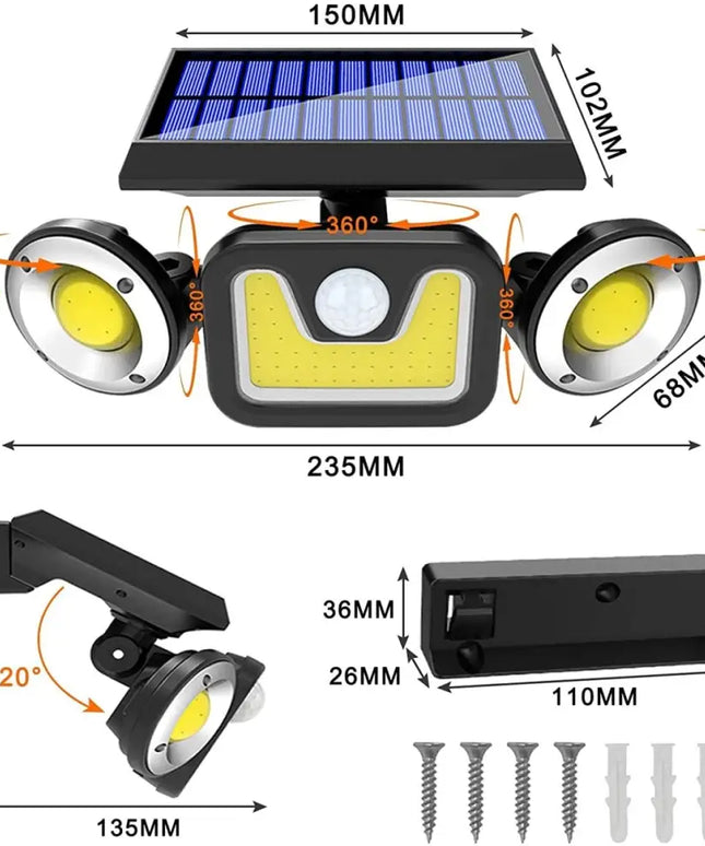 Outdoor Solar Lights with 3 Adjustable Head for Porch Garden Patio Dropli, Home & Garden > Garden Lights, outdoor-solar-lights-with-3-adjustable-head-for-porch-garden-patio