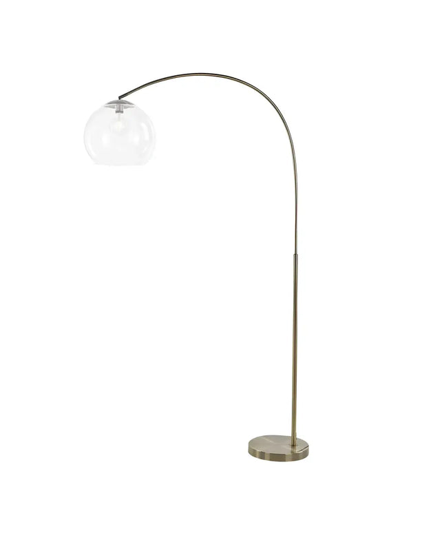 Over 1 Light Floor Lamp Arc Antique Brass With Acrylic Shade - SL91207AB-Floor Lamps-Oriel Lighting