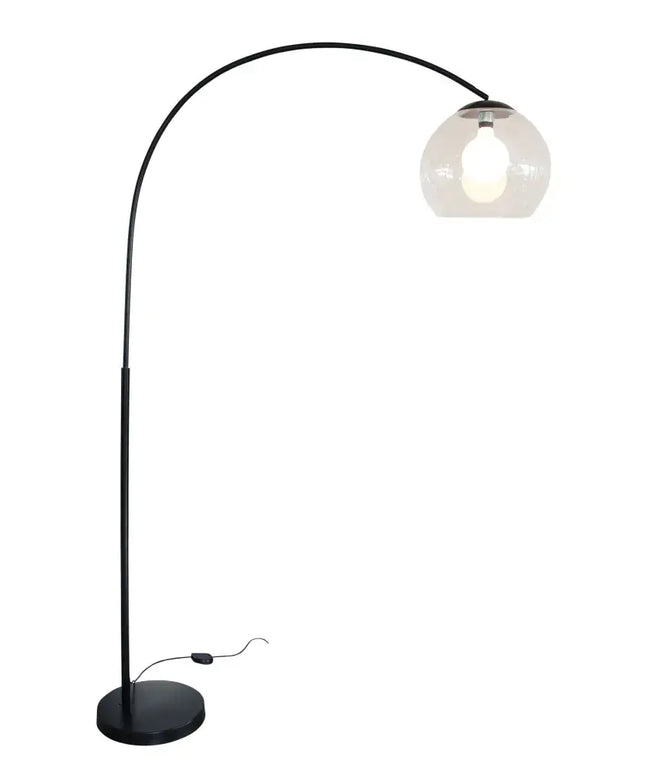 Over 1 Light Floor Lamp Arc Black With Acrylic Shade - SL91207BK-Floor Lamps-Oriel Lighting