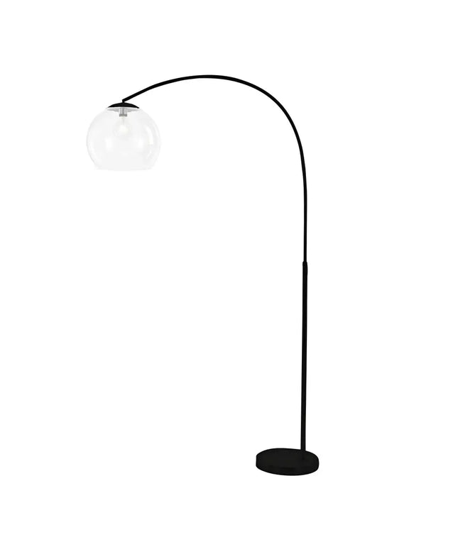 Over 1 Light Floor Lamp Arc Black With Acrylic Shade - SL91207BK-Floor Lamps-Oriel Lighting