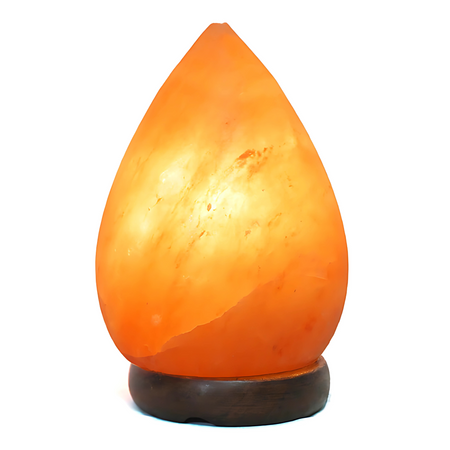 Handcrafted pear salt lamp made from 100% Himalayan salt with an Australian-standard cord.