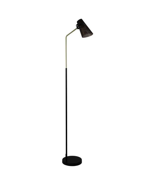 Perfo 1 Light Floor Lamp Black & Brass - SL98833AB-Floor Lamps-Oriel Lighting